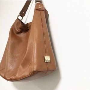 Kooba. Camel brown tan leather shoulder bag.